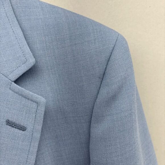 Vintage Union Made Lands End 41R Blazer Sky Blue Polyester Wool Blend READ - Picture 4 of 9